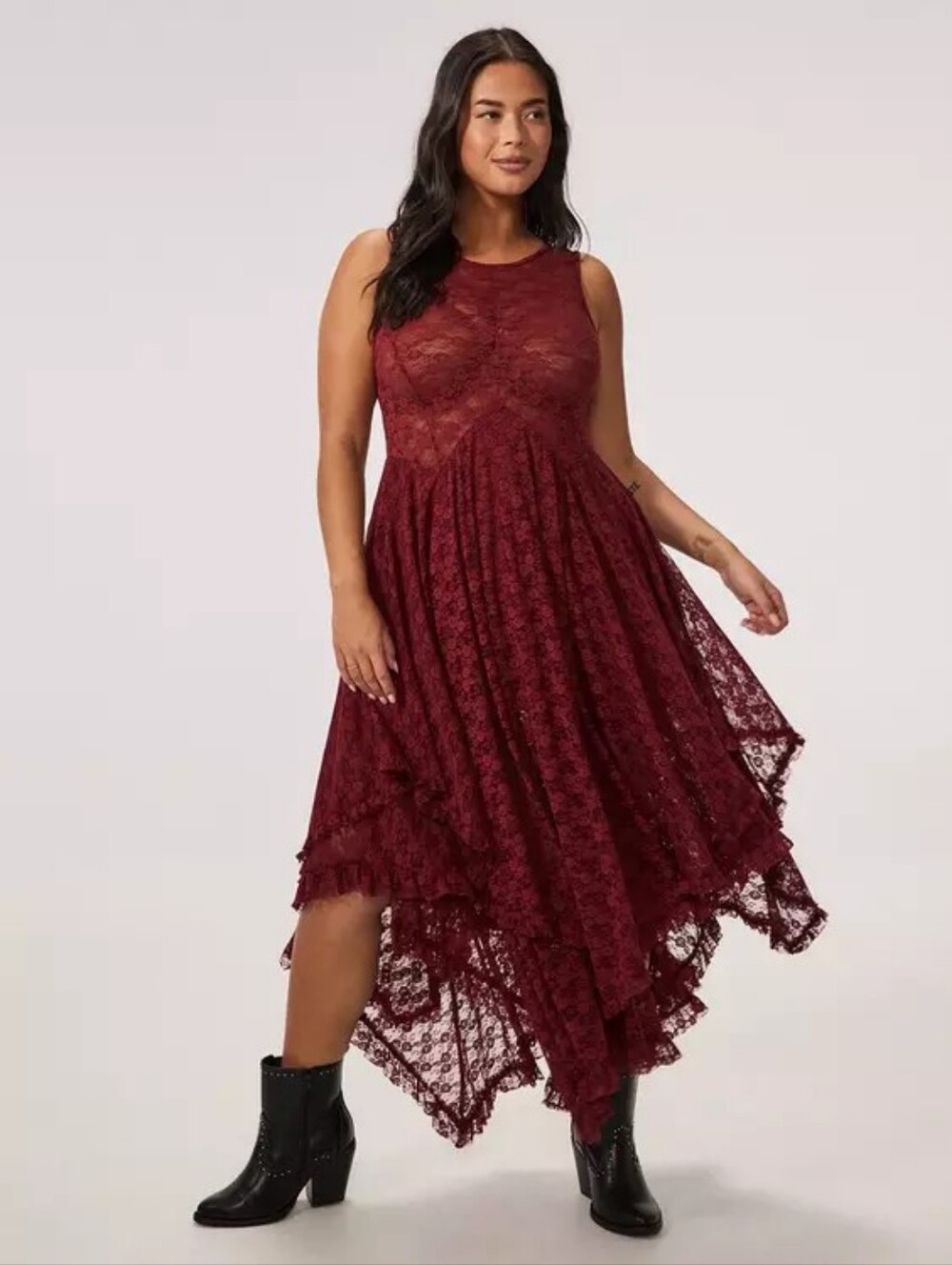 Torrid Festi Hanky Hem Lace Maxi Dress Women's Plus Size 2X Nwt